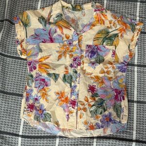 Mango Multicolor Floral Button Down Shirt
